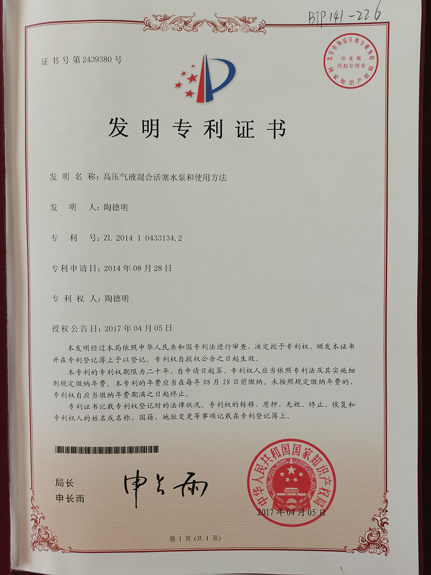 發(fā)明專利證書(圖1)